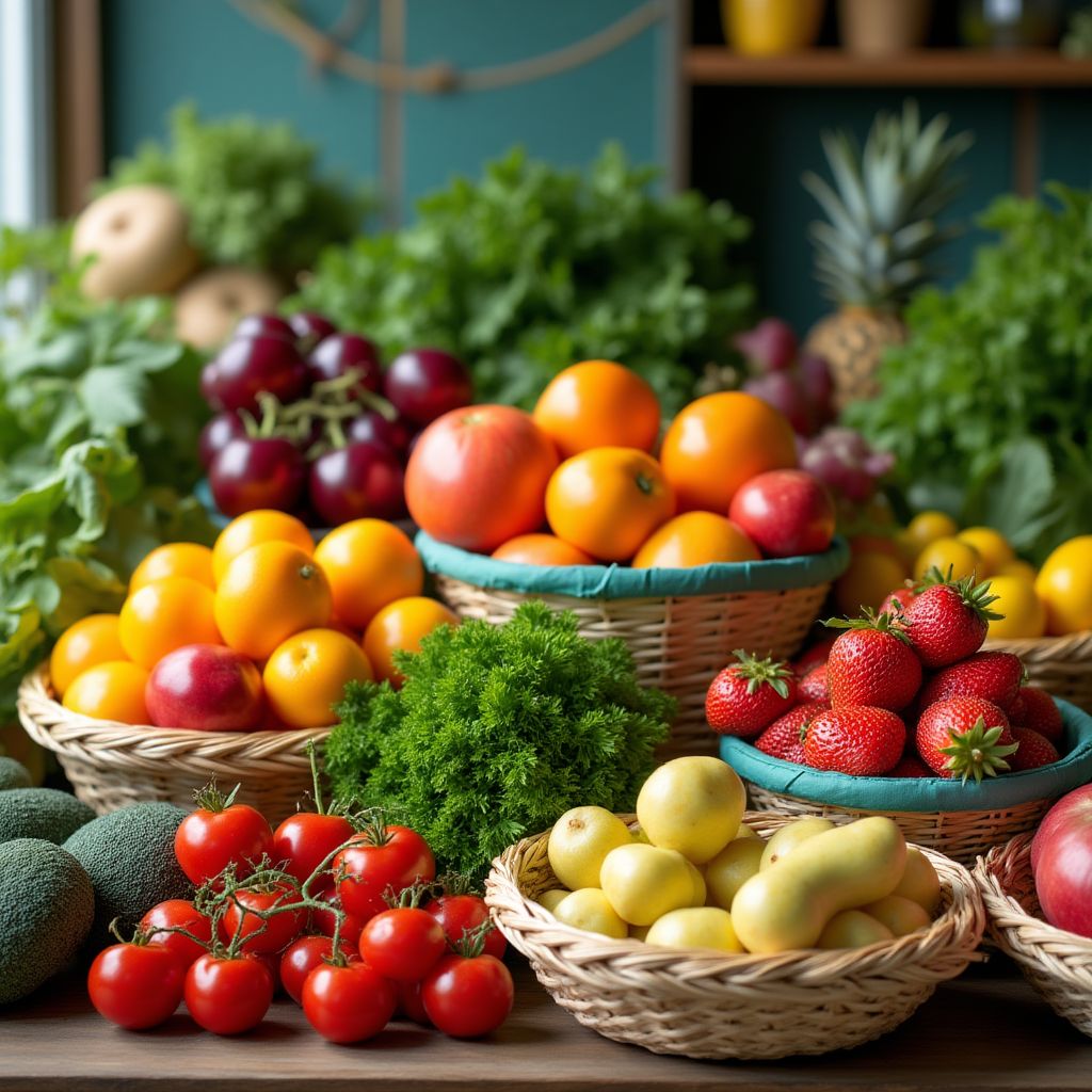 Productos ecológicos frescos en exhibición