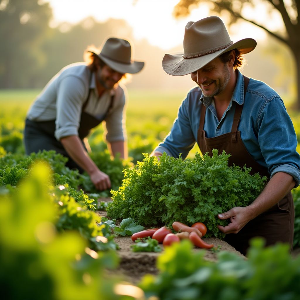 Proveedores de la granja orgánica cosechando